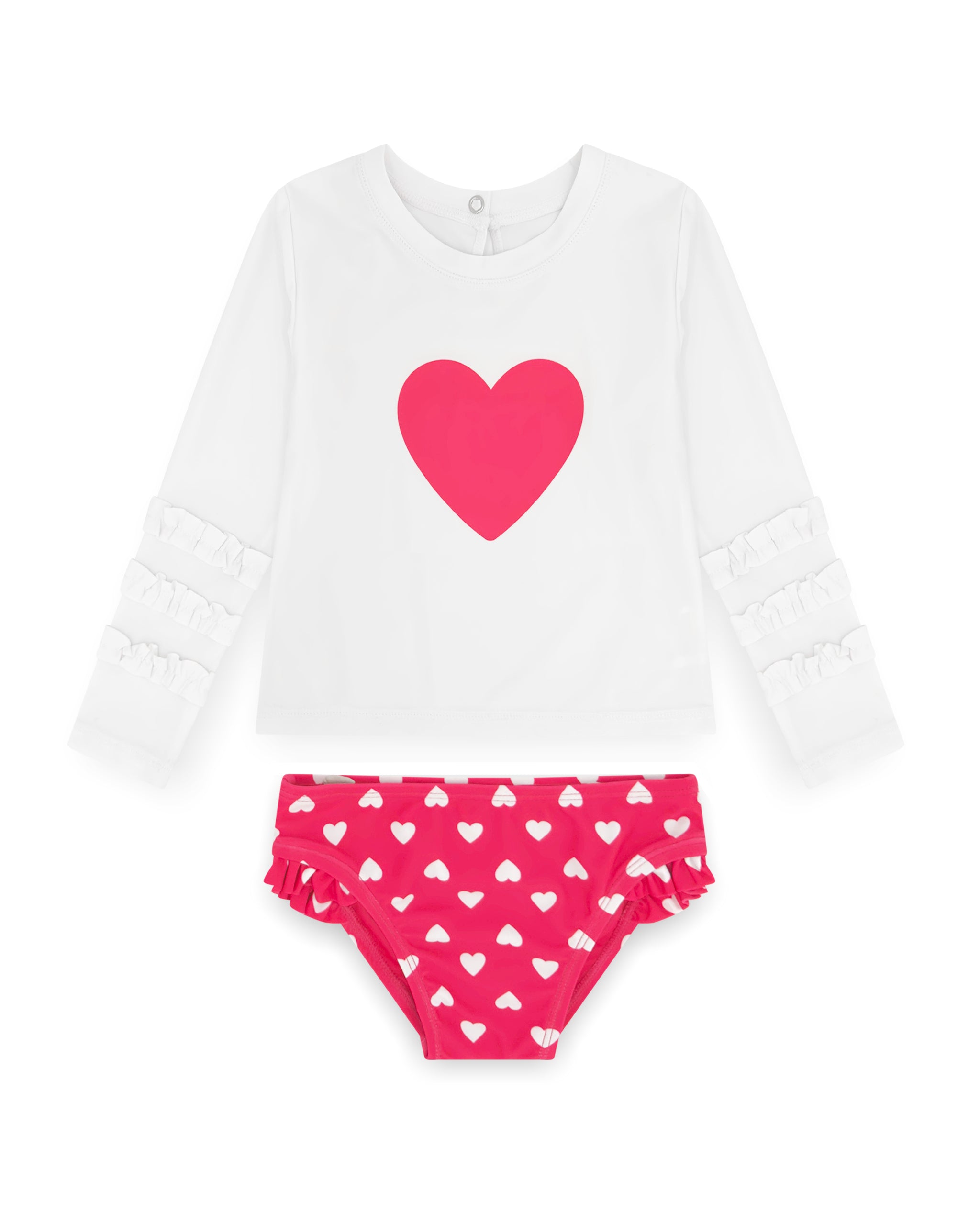 Girl's Beach Babe Rashguard Swim Set Hearts Feather 4 Arrow