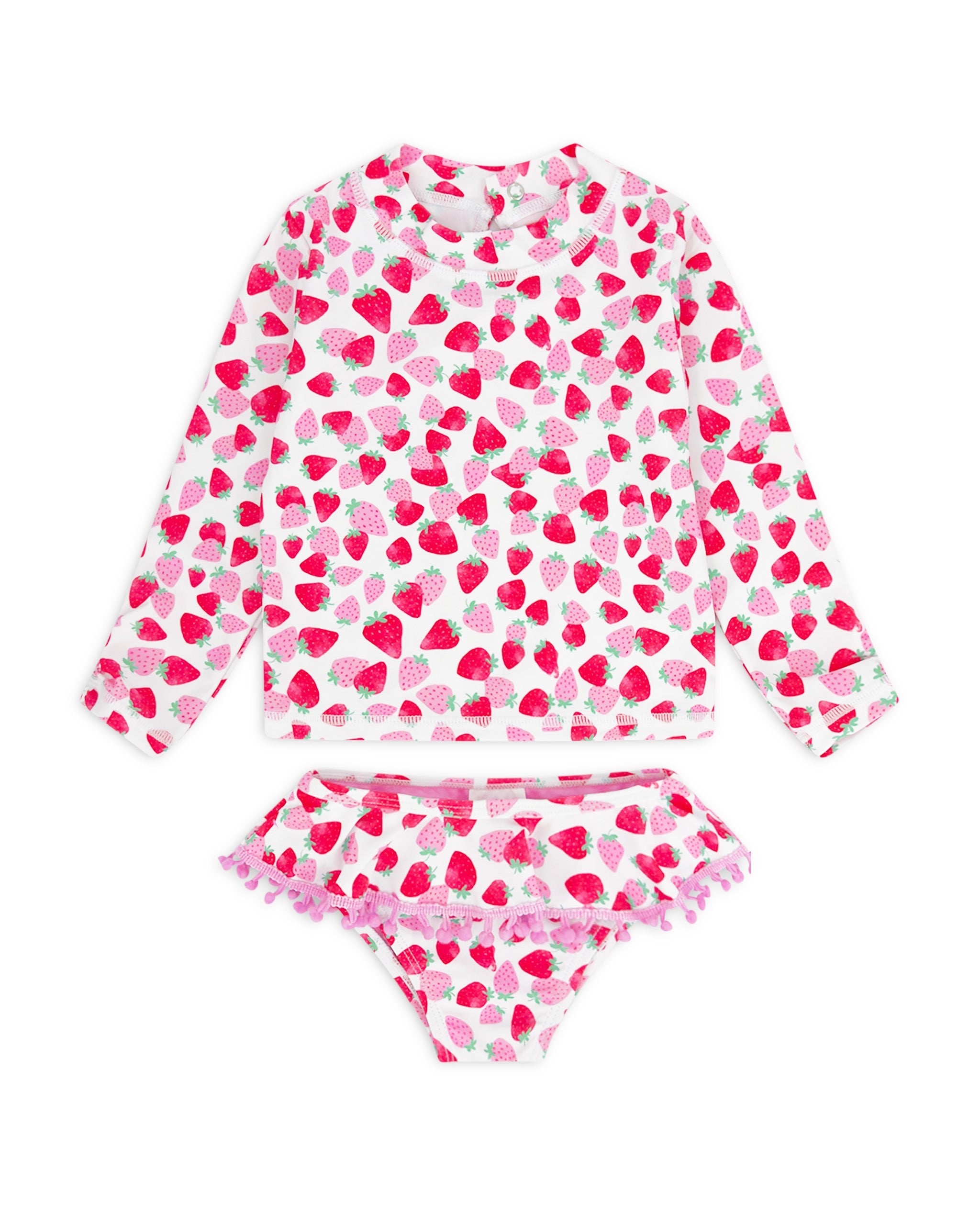 Girl's Sandy Toes Rashguard Swim Set Berry Sweet Feather 4
