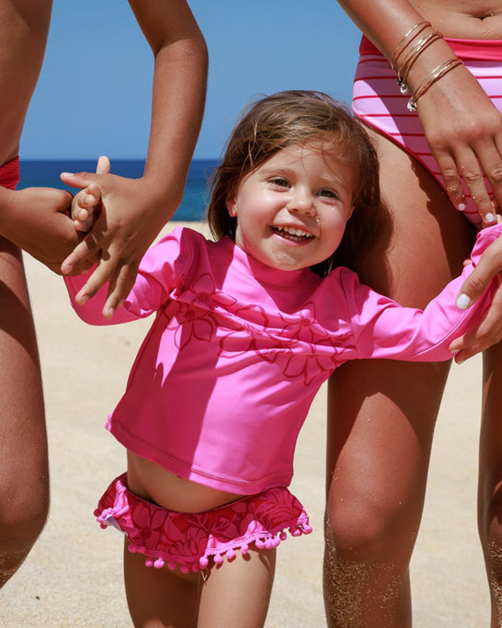 Girl's Sandy Toes Rashguard Swim Set - Tropical Punch – Feather 4