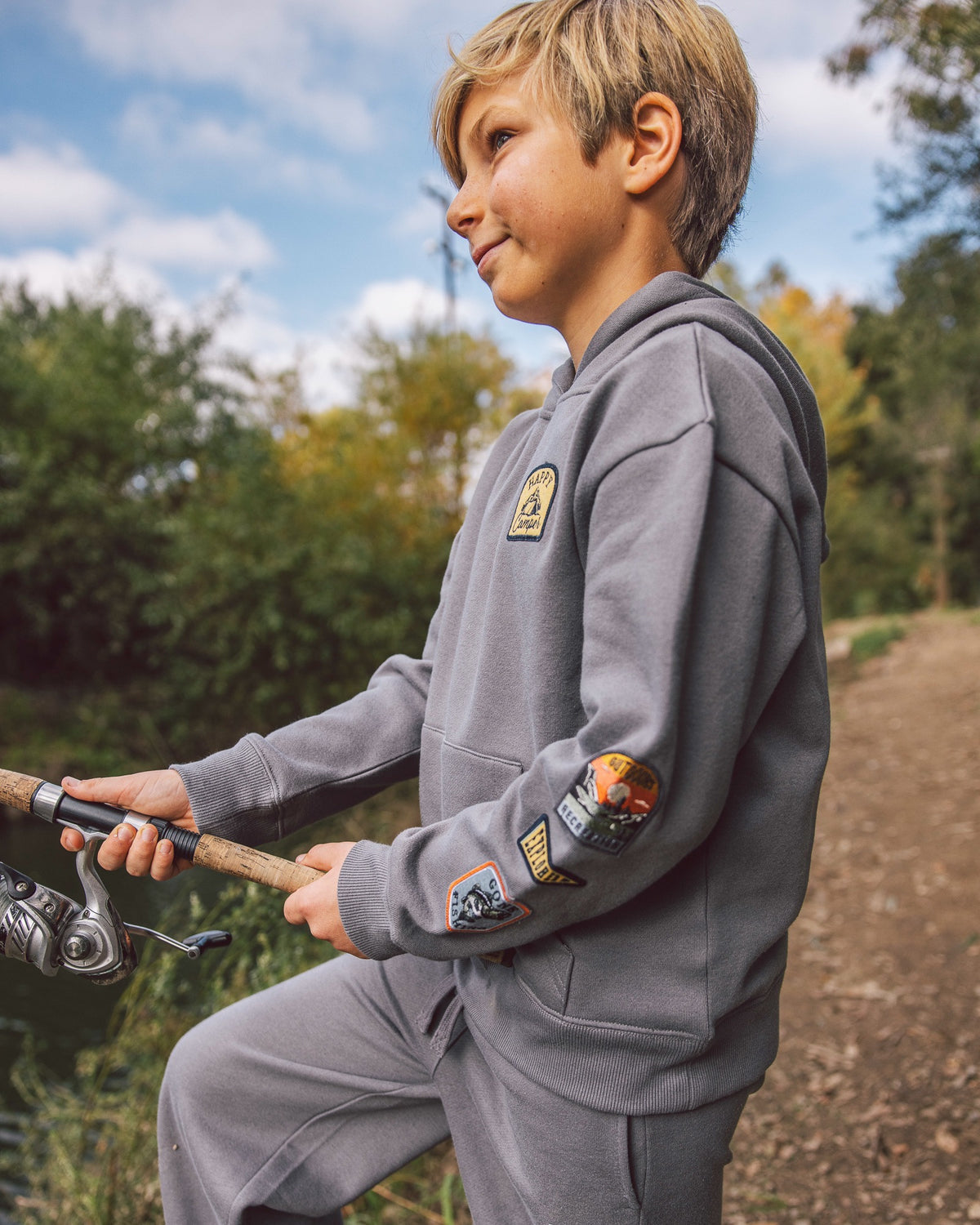 Hadley Patch Hoody - Ash Grey Fleece - Feather 4 Arrow