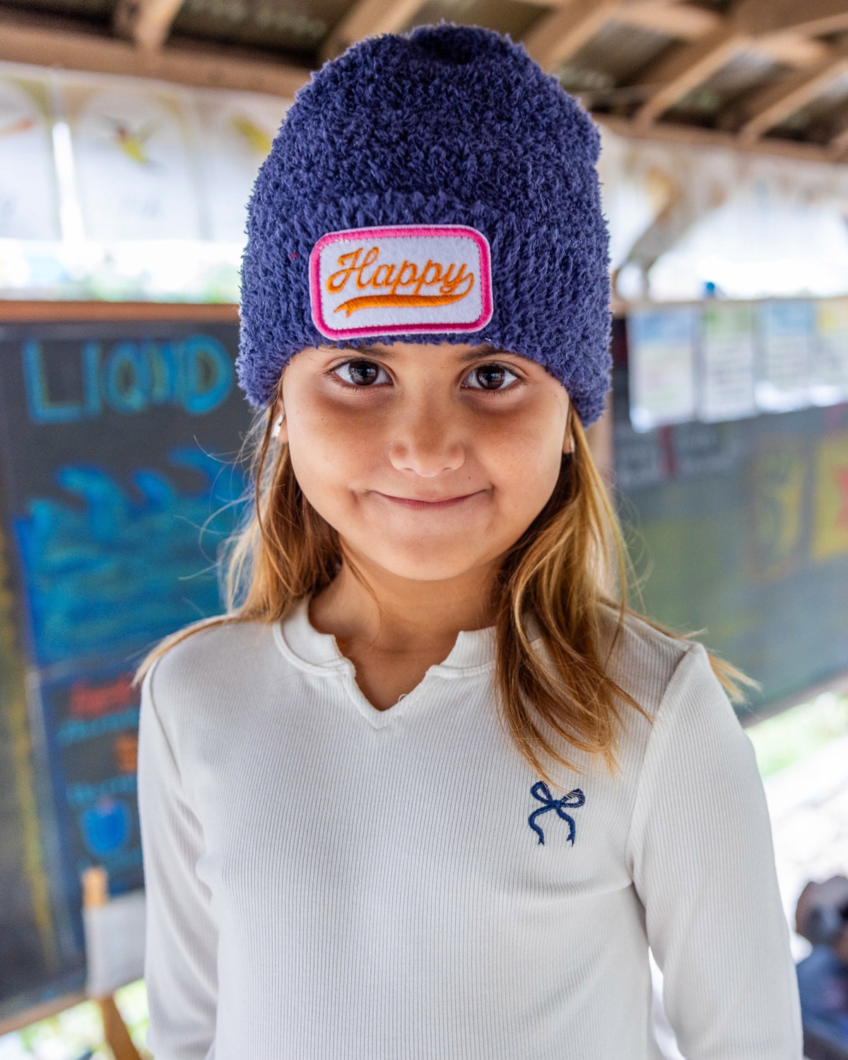 Tate Happy Beanie - Crown Blue Plush - Feather 4 Arrow