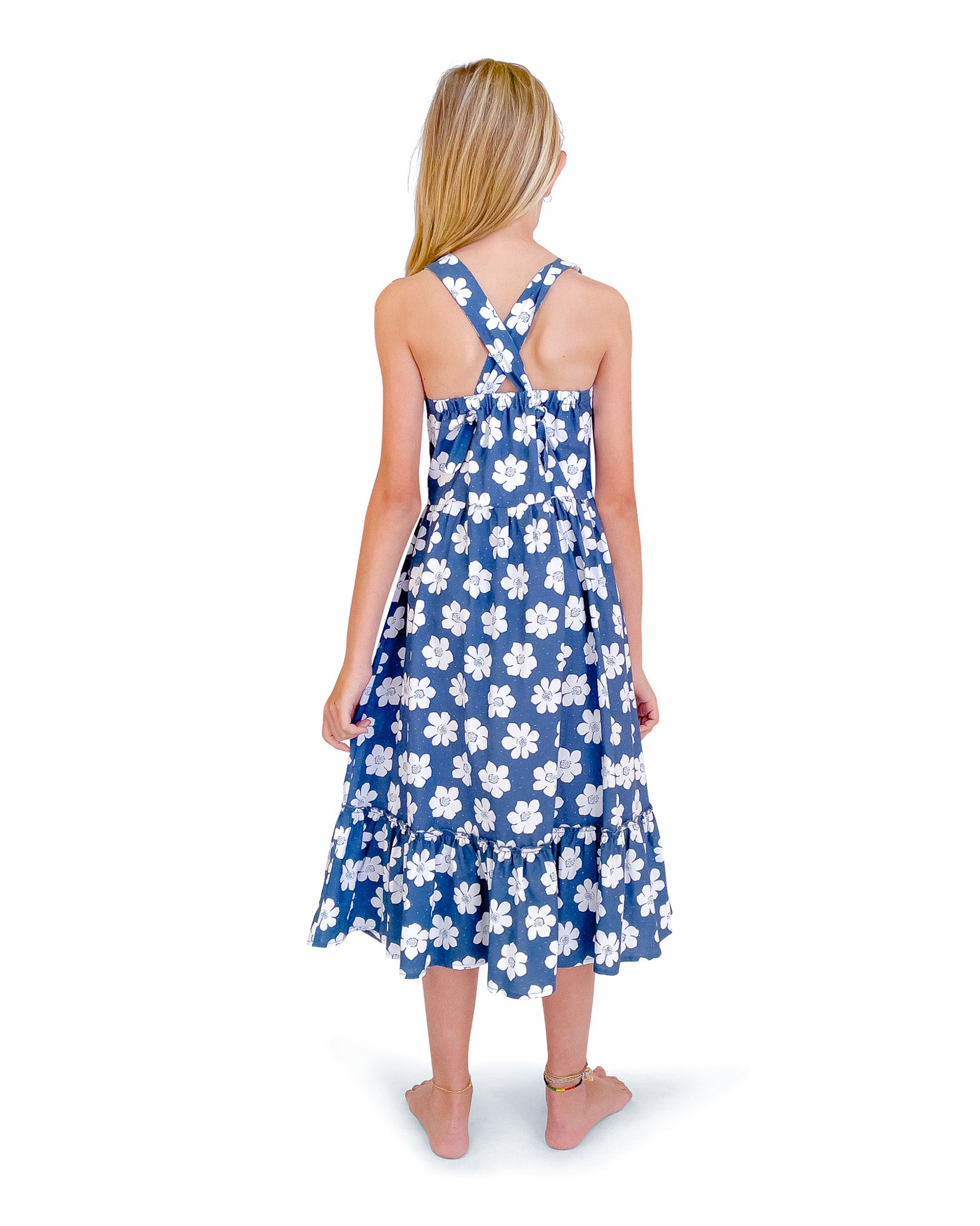 KIDS TIE FRONT MAXI DRESS 4-10 WINGS OF PEGASUS main image 1