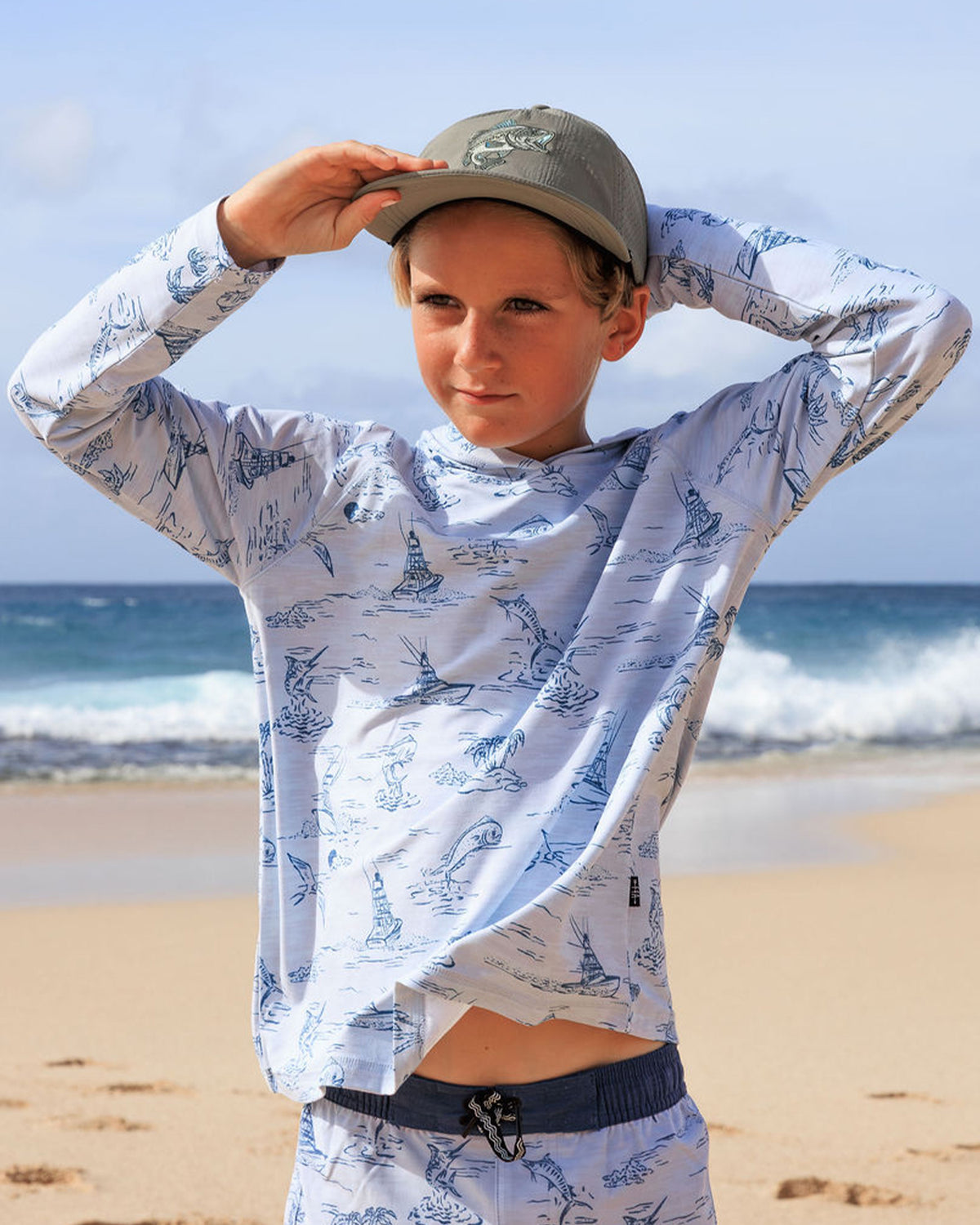 Reel Deal Tech Hoody - Out To Sea - Feather 4 Arrow