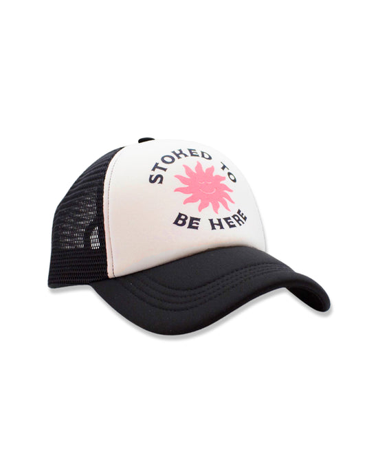 Load image into Gallery viewer, Stoked To Be Here Trucker Hat
